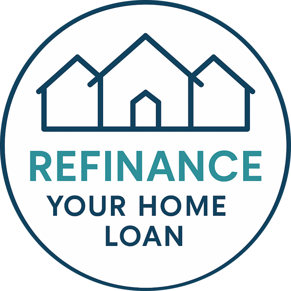 Refinance Your Home Loan Blog logo featuring three house outlines in a circular badge.